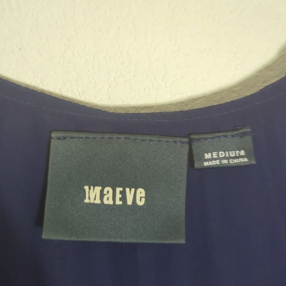 Maeve Women's Dress Navy Blue Tiered Layers Ruffle Romantic Girly‎ Medium